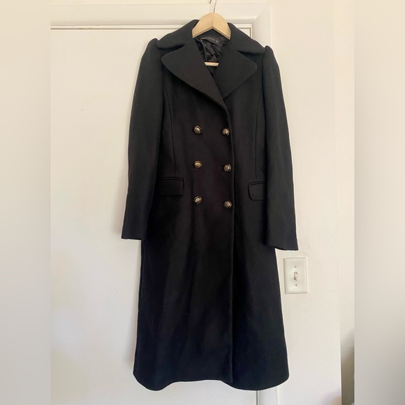 NWOT ZARA Classic Black Wool blend coat 75% wool - Picture 7 of 8